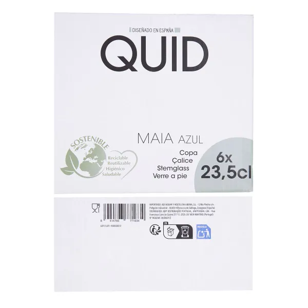 Wineglass Quid Maia Blue Glass 235 ml (6 Units)