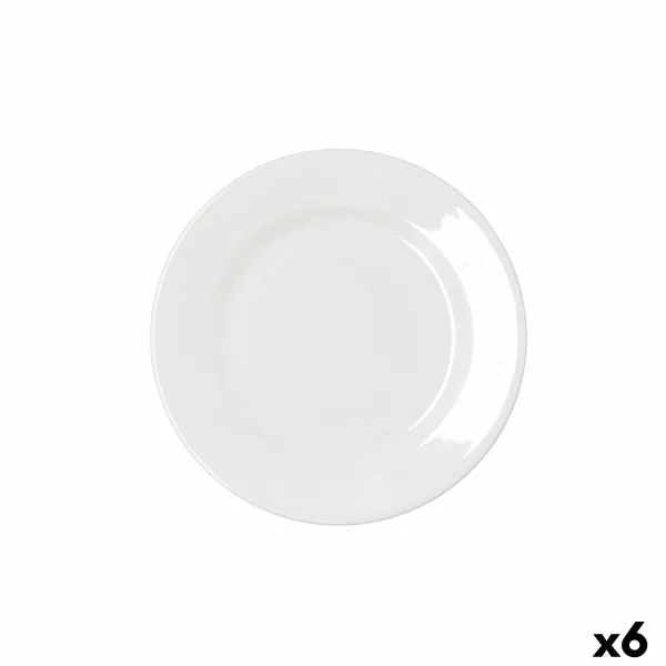 Flat Plate Bidasoa Serenity Hydrozero White Ceramic Ø 21 cm (6 Units)