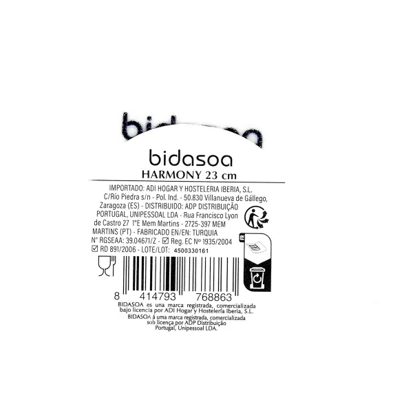 Глубокое блюдо Bidasoa Harmony Hydrozero Белый Керамика Ø 23 cm (6 штук)
