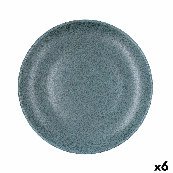 Flat Plate Bidasoa Element Hydrozero Blue Ceramic Ø 27 cm (6 Units)