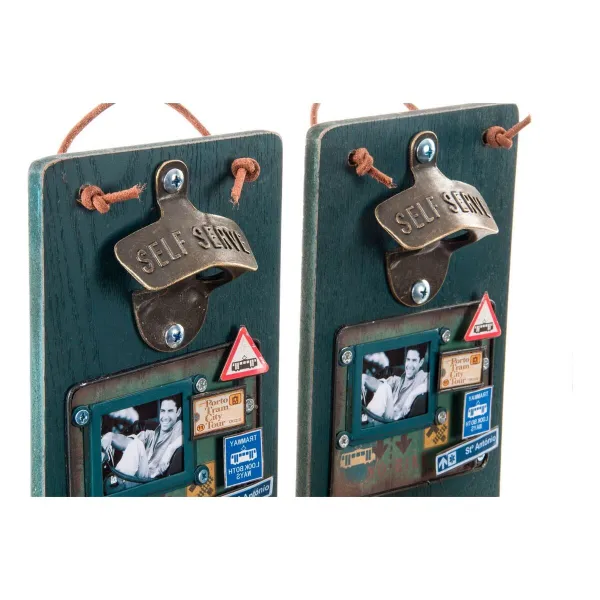 Bottle opener DKD Home Decor Self Serve Wood Metal (2 pcs) (26 x 12 x 9 cm)