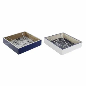 Paperiteline DKD Home Decor Metalli Valkoinen Laivastonsininen Puu MDF (2 pcs)