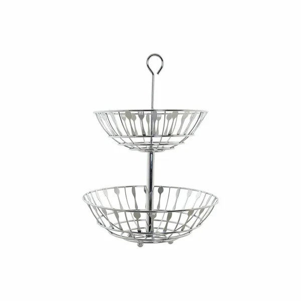 Vaisių dubuo DKD Home Decor Sidabras Metalinis Plastmasinis 28 x 28 x 40 cm