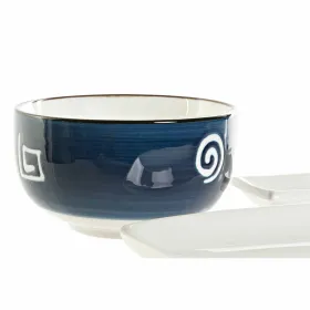 Sushisetti DKD Home Decor 33,5 x 34,5 x 9 cm Posliini Valkoinen Laivastonsininen Itämainen (33,5 x 34,5 x 9 cm)