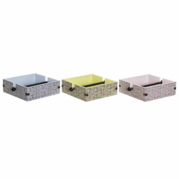 Salvešu Turētājs DKD Home Decor Zils Zaļš Rozā Metāls Koks MDF 3 Daudzums 22 x 18 x 6 cm