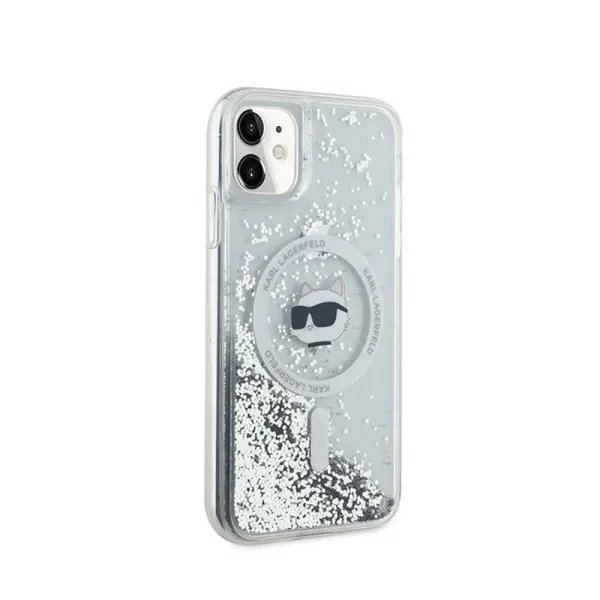 Karl Lagerfeld Liquid Glitter Choupette Head MagSafe - iPhone 11 Case (Transparent)