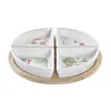 Комплект для аперитива DKD Home Decor Белый Разноцветный Натуральный Бамбук Керамика Тропический 21,5 x 21,5 x 1 cm (5 pcs)