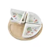 Rinkinys užkandžiams DKD Home Decor Balta Spalvotas Natūralus Bambukas Keramikos dirbinys Tropinis 21,5 x 21,5 x 1 cm (5 pcs)