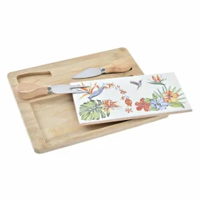 Lenta sūriui DKD Home Decor Bambukas Keramikos dirbinys 24,5 x 20 x 1,2 cm (4 vnt.)