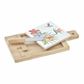 Lenta sūriui DKD Home Decor Bambukas Aliuminis Keramikos dirbinys 21,5 x 11,8 x 1,5 cm (3 Dalys)