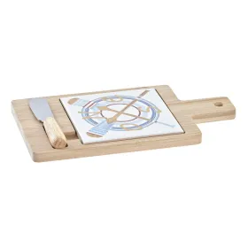 Сырная доска DKD Home Decor Бамбук Алюминий Керамика 21,5 x 11,8 x 1,5 cm (3 Предметы)
