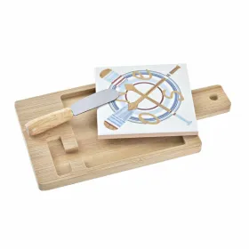 Lenta sūriui DKD Home Decor Bambukas Aliuminis Keramikos dirbinys 21,5 x 11,8 x 1,5 cm (3 Dalys)