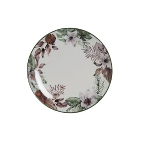 Plokščia lėkštė DKD Home Decor Gėlės Posliini (27 x 27 x 2 cm)