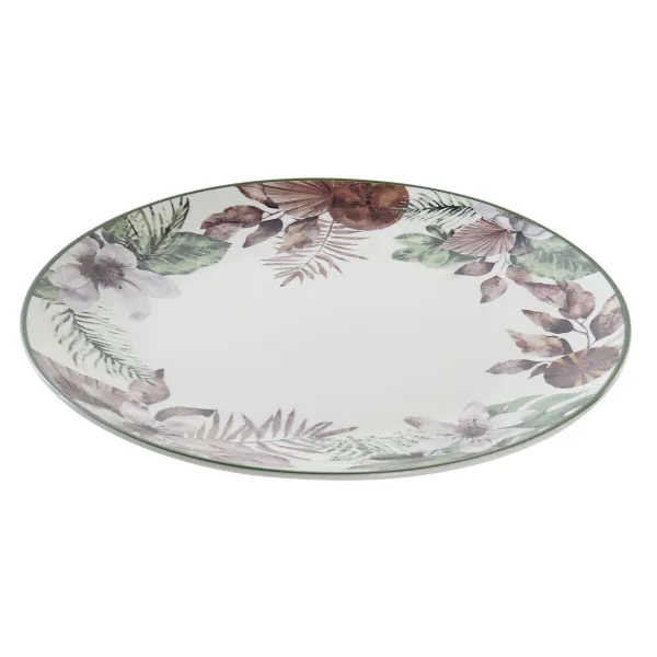 Плоская тарелка DKD Home Decor Цветы Porcelāns (27 x 27 x 2 cm)