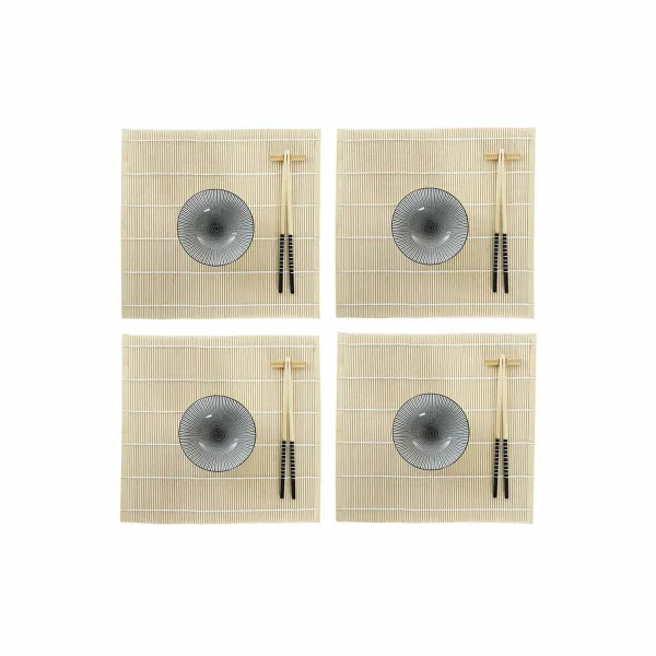 Набор для суши DKD Home Decor 14,5 x 14,5 x 31 cm Чёрный Керамика Восточный (16 Предметы)