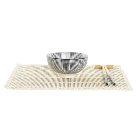 Suši Komplekts DKD Home Decor 14,5 x 14,5 x 31 cm Melns Keramika Austrumniecisks (16 Daudzums)