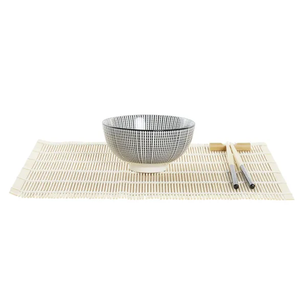 Набор для суши DKD Home Decor 14,5 x 14,5 x 31 cm Чёрный Керамика Восточный (16 Предметы)