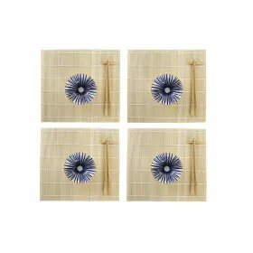 Suši Komplekts DKD Home Decor 14,5 x 14,5 x 31 cm Zils Balts Keramika Austrumniecisks (16 Daudzums)