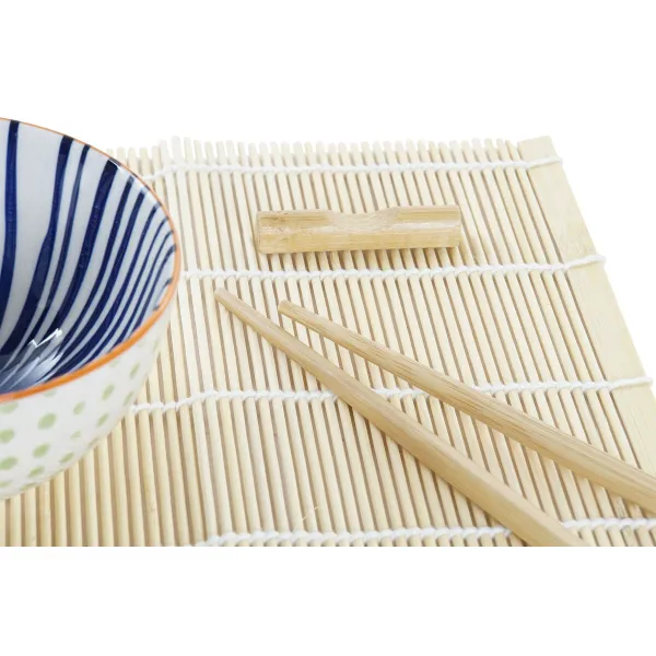 Suši Komplekts DKD Home Decor 14,5 x 14,5 x 31 cm Zils Balts Keramika Austrumniecisks (16 Daudzums)
