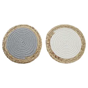 Tabletti DKD Home Decor Yksilö Puuvilla Kuitu (20 x 20 x 1 cm) (2 osaa)