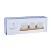 Uzkodu komplekts DKD Home Decor Bambuss Keramika Loksnes 3 Daudzums 4 Daudzums 28 x 9,7 x 1,5 cm