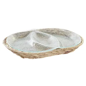 Välipalatarjotin DKD Home Decor 38 x 25 x 4 cm Kristalli Luonnollinen Läpinäkyvä