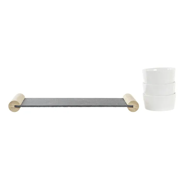 Užkandžių dėklas DKD Home Decor Balta Juoda Keramikos dirbinys Lenta 33 x 10 x 5,8 cm