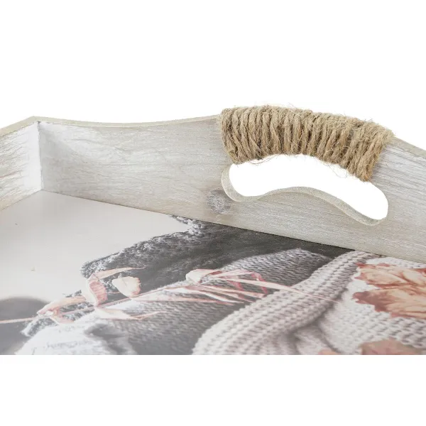 Padėklų rinkinys DKD Home Decor Spalvotas 40 x 30 x 6 cm Medžio MDF (2 vnt.)