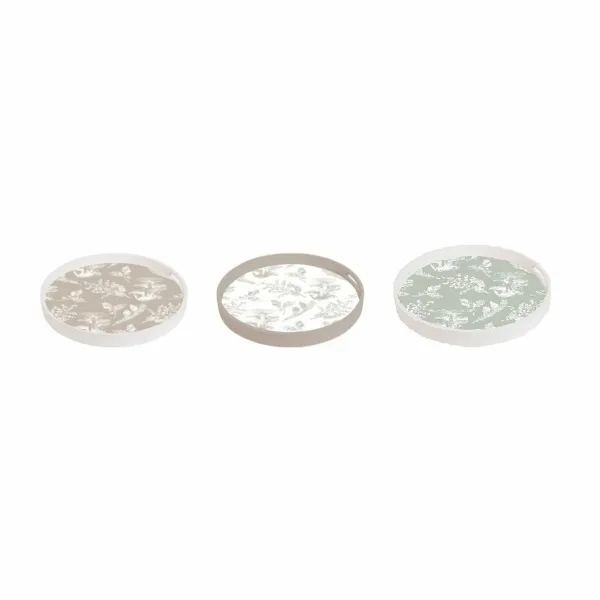 Поднос DKD Home Decor Бежевый Коричневый терракот Белый Зеленый 35 x 35 x 5 cm Деревянный MDF 40 x 30 x 5 cm (3 Предметы)