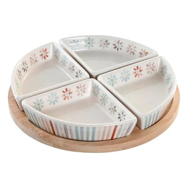 Snack tray DKD Home Decor 21,5 x 21,5 x 1 cm Multicolour Stoneware