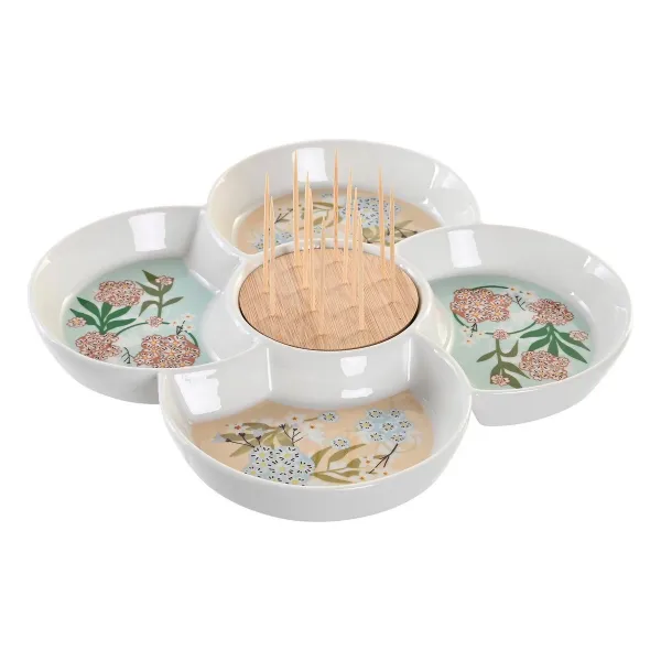 Uzkodu paplāte DKD Home Decor Zaļš 22 x 22 x 3 cm Keramika