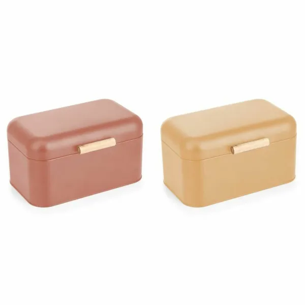 Maizes kaste DKD Home Decor 30,50 x 20,7 x 15 cm Metāls Terakota Dzeltens Vintage (2 gb.)