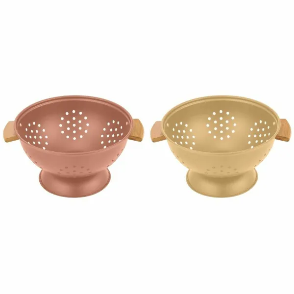 Pastas Sietiņš DKD Home Decor 30 x 24,5 x 14 cm Terakota Nerūsējošais tērauds Dzeltens (2 gb.)