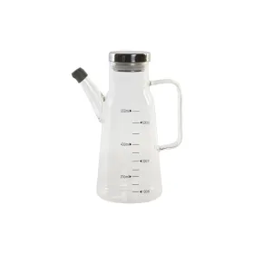 Indelis aliejui DKD Home Decor 15 x 9 x 19,6 cm Sidabras Nerūdijantis plienas 550 ml Borosilikatinis stiklas