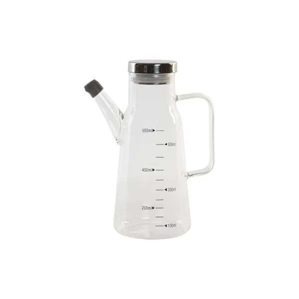 Масленка DKD Home Decor 15 x 9 x 19,6 cm Серебристый Нержавеющая сталь 550 ml Боросиликатное стекло