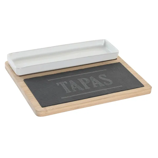 Alkuruokasetti DKD Home Decor 24 x 7 x 2,5 cm Luonnollinen Musta Taulu