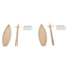 Suši Komplekts DKD Home Decor 8 x 5 x 2 cm Keramika Dabisks Balts Austrumniecisks