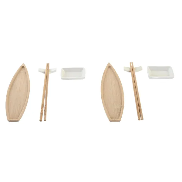 Suši Komplekts DKD Home Decor 8 x 5 x 2 cm Keramika Dabisks Balts Austrumniecisks
