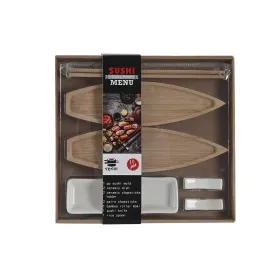 Suši Komplekts DKD Home Decor 8 x 5 x 2 cm Keramika Dabisks Balts Austrumniecisks