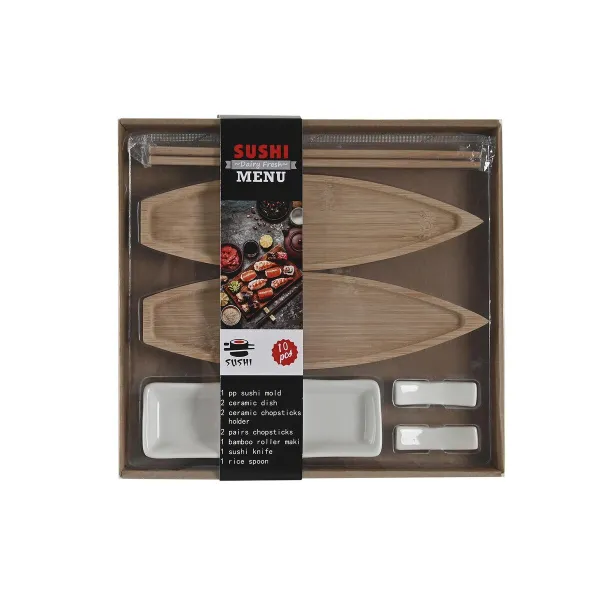 Suši Komplekts DKD Home Decor 8 x 5 x 2 cm Keramika Dabisks Balts Austrumniecisks