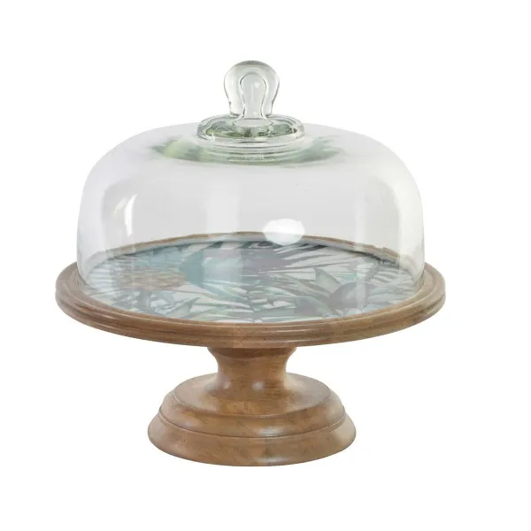 Užkandžių dėklas DKD Home Decor Spalvotas Natūralus Stiklas Mango mediena Šiuolaikiškas 30 x 30 x 33 cm