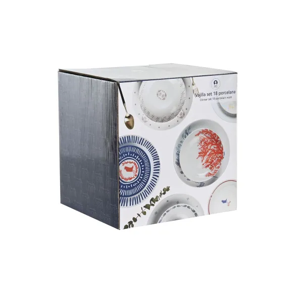 Набор посуды DKD Home Decor Фарфор Синий Розовый Белый 27 x 27 x 3 cm 18 Предметы