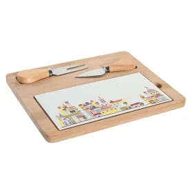 Alkuruokasetti DKD Home Decor 24,5 x 20 x 1,2 cm Punainen Valkoinen Monivärinen Kivitavara Cottage Talot