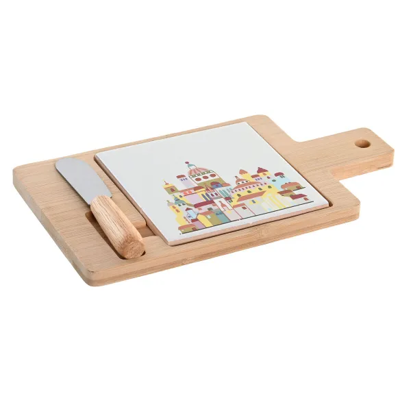 Alkuruokasetti DKD Home Decor 21,5 x 11,8 x 1,5 cm Luonnollinen Punainen Monivärinen Kivitavara Talo Cottage