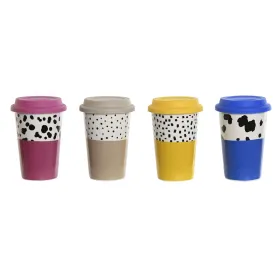 Cup with lid DKD Home Decor Multicolour animals Urban 400 ml (4 Units)