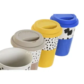 Cup with lid DKD Home Decor Multicolour animals Urban 400 ml (4 Units)