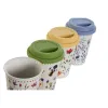 Puodelis su dangteliu DKD Home Decor Spalvotas Gėlės 400 ml (4 vnt.)