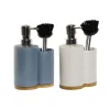 2-in-1 ziepju dozators izlietnei DKD Home Decor Bambuss Nerūsējošais tērauds Dolomite 11,5 x 6,5 x 18,5 cm (2 gb.)