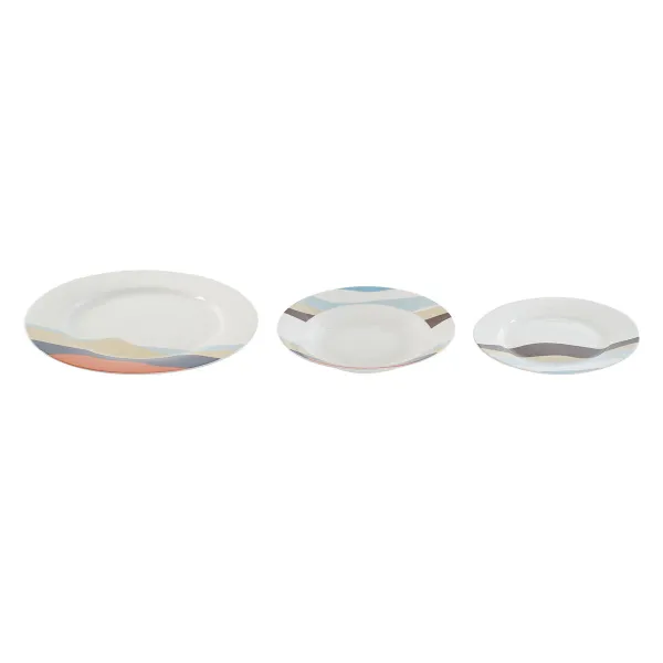 Pusdienas Aprīkojuma Komplekts Home ESPRIT Zils Zaļš Porcelāns Tropiskais 18 Daudzums 27 x 27 x 2 cm