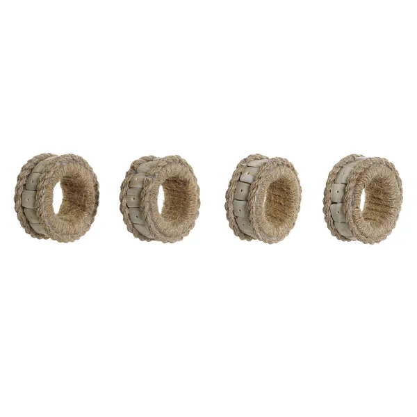 Servetėlės žiedas DKD Home Decor Natūralus Žgutas Derva Aliuminis 6 x 3 x 6 cm 4 Dalys
